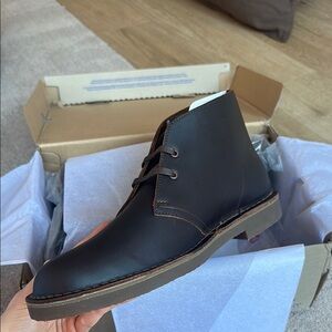 NWT Clarks Men's dark Brown Leather Shepton Boots size 12